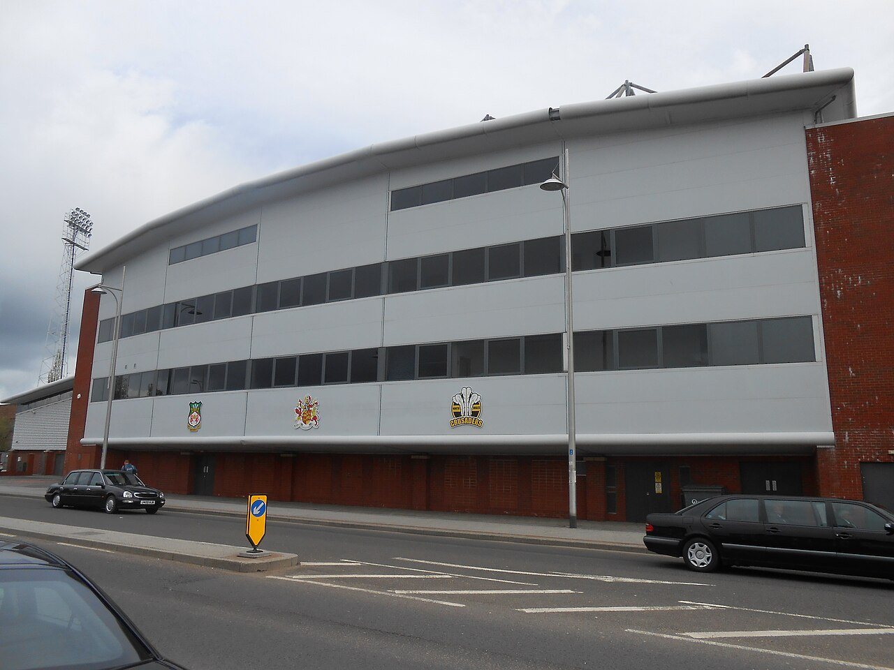 The outside of a stand at the Racecourse Ground, home of Wrexham AFC. Rept0n1x, CC BY-SA 3.0, via Wikimedia Commons